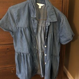 Women’s denim button up peplum top